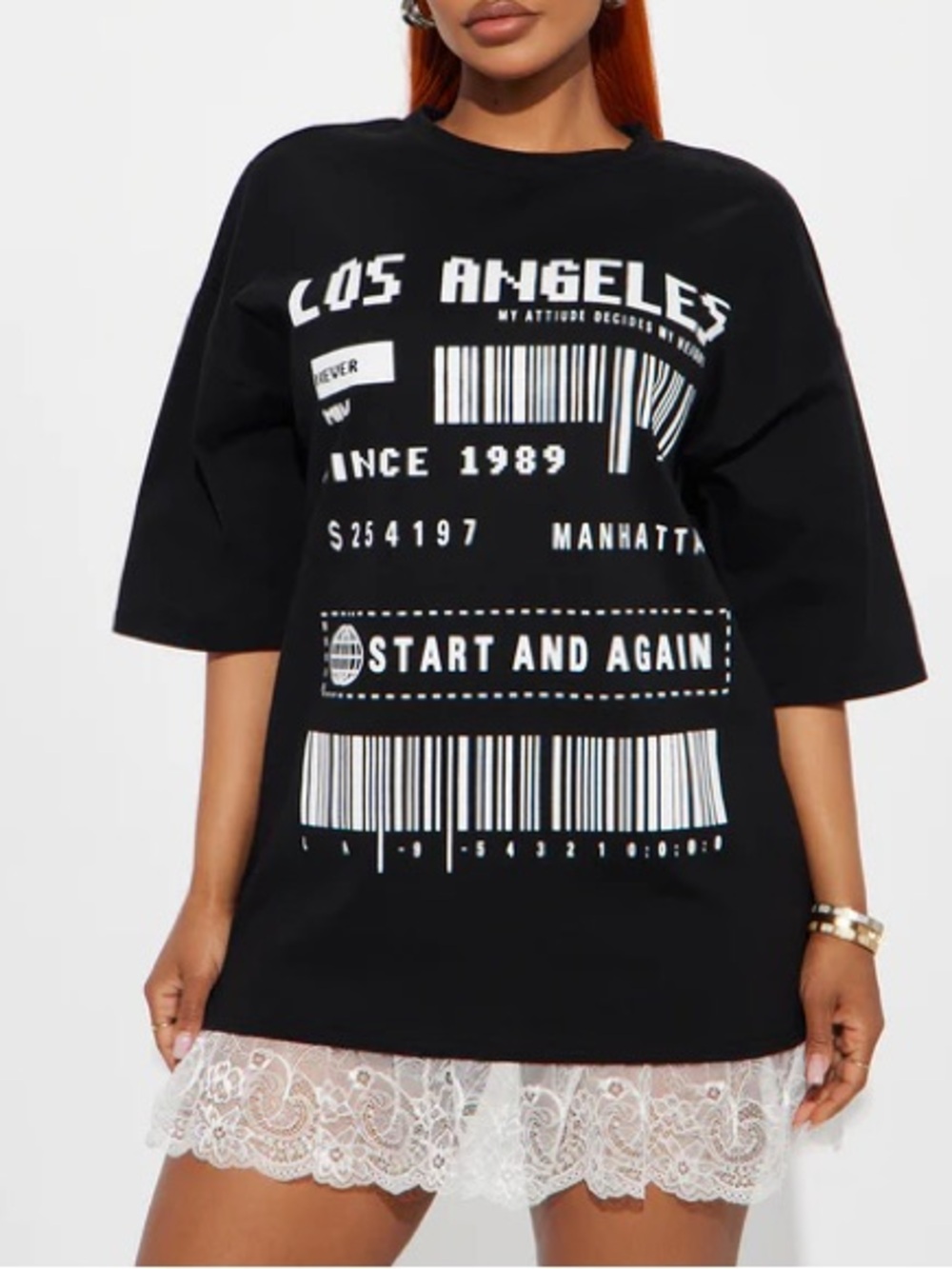 Fashion Nova Black Los Angeles Barcode Graphic Tee
